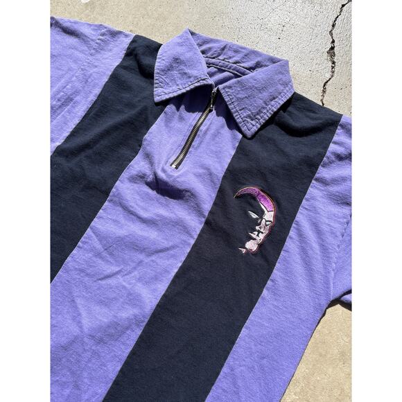 The Phantom color block 1/4 zip collared polo purple/black Large comics retro - Picture 2 of 6